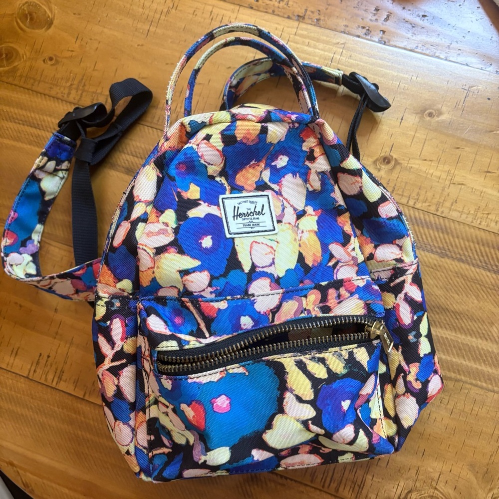 Herschel Supply Company Women's Floral Mini Backpack - Blue and Yellow NWOT